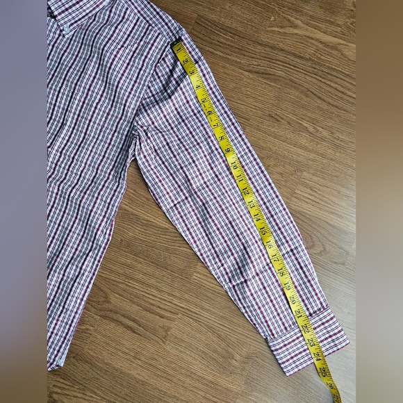 Samuel Windsor Red White Plaid Long Sleeve Mens Medium Button Down Dress Shirt - Picture 12 of 14